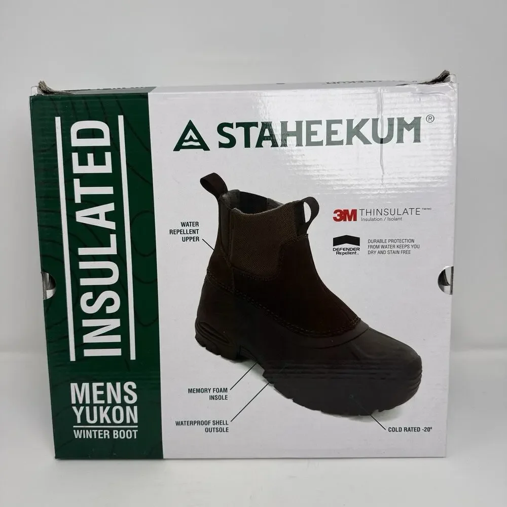 Staheekum Yukon Men’s Size 9 Brown 3M Thinsulate Waterproof Winter Boots New